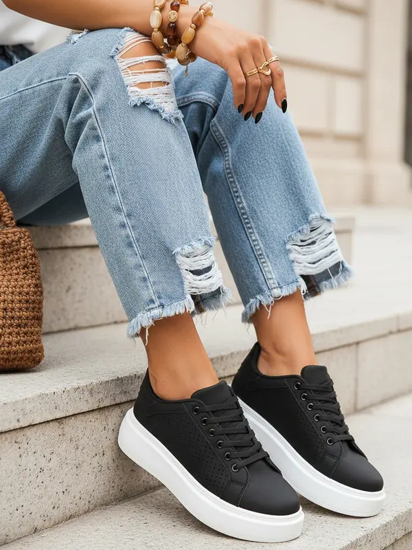 DStreet Дамски черни ниски маратонки