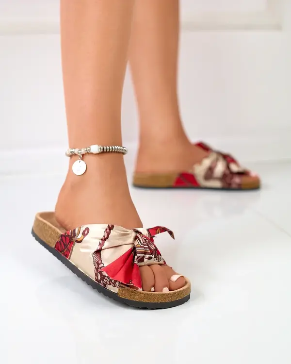 Resti Дамски червени чехли с текстилна горна част Laneso