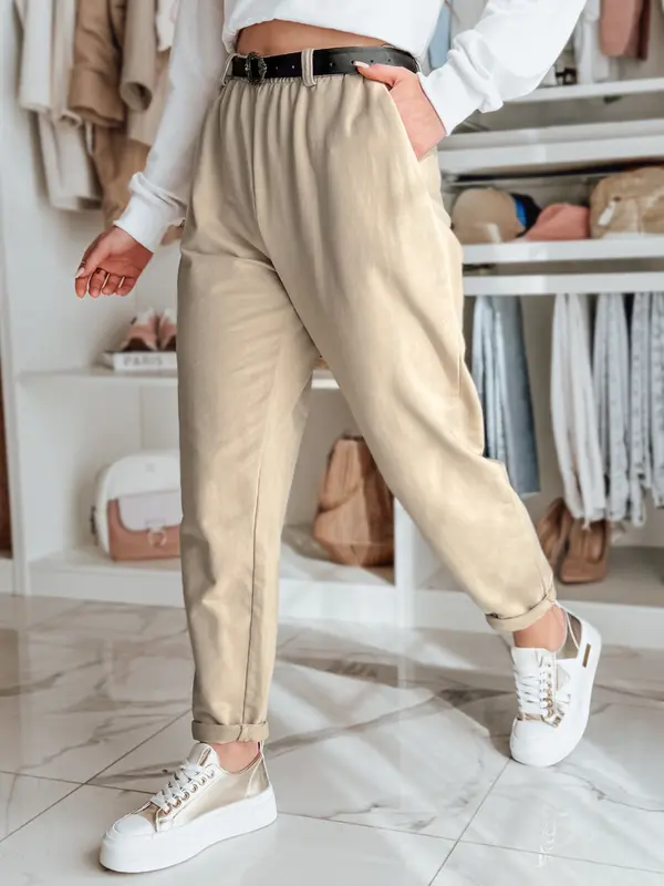 DStreet Дамски чинос с колан TAILANDI лате