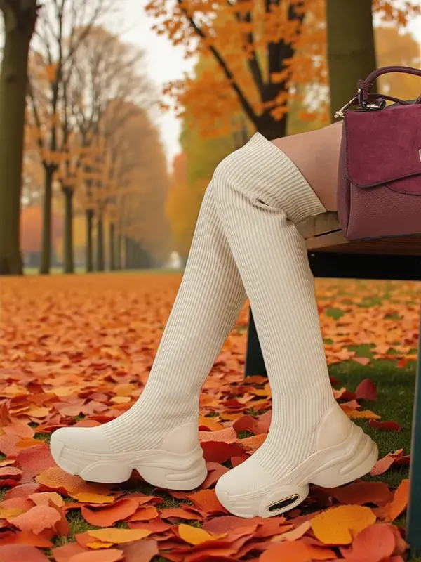 Resti Дамски дълги ботуши с дебели подметки