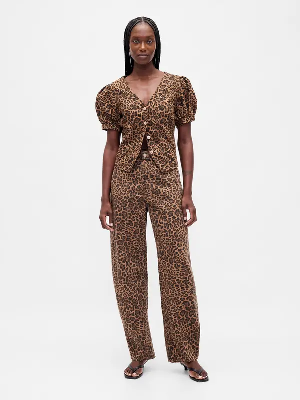 GAP Дамски дънки GAP Barrel High Rise