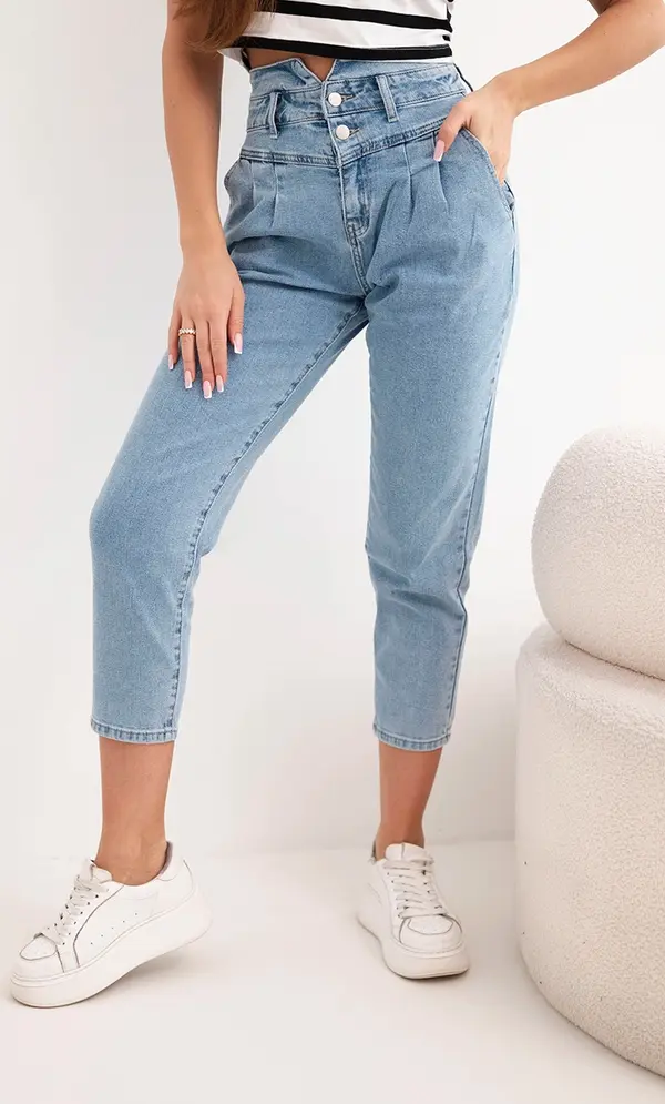 Kesi Włoski Дамски дънки тип „хартиена торба“ с двойно закопчаване