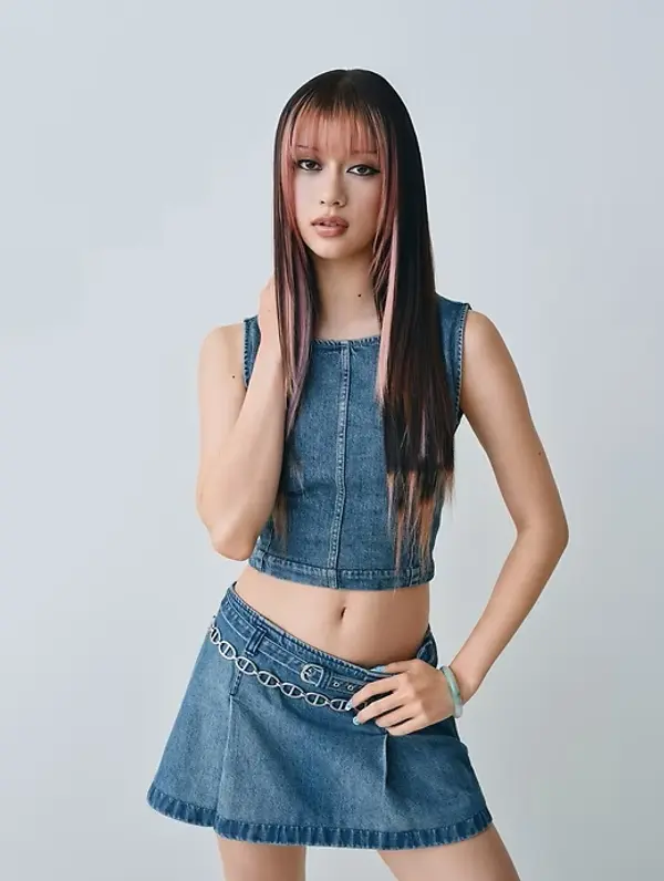 GAP Дамски дънков къс топ