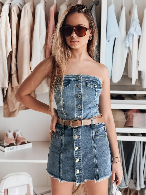 DStreet Дамски дънков топ с корсет GORSETORA