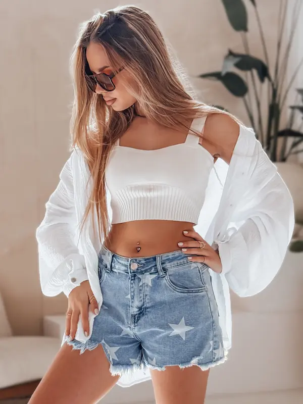 DStreet Дамски дънкови шорти със звезди MOONSTAR