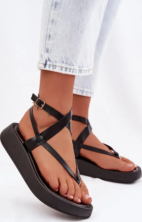 Boto Дамски джапанки на платформа Boto черни Gelira