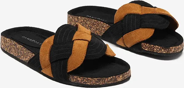 Resti Дамски джапанки Resti от ековелур в черно и кафяво