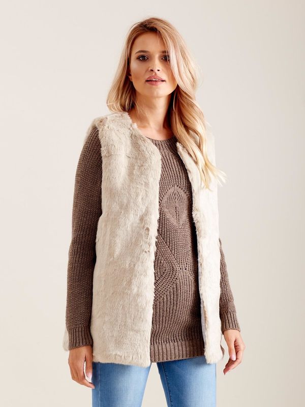 Wool Fashion Italia Дамски елек Fashionhunters Ecru