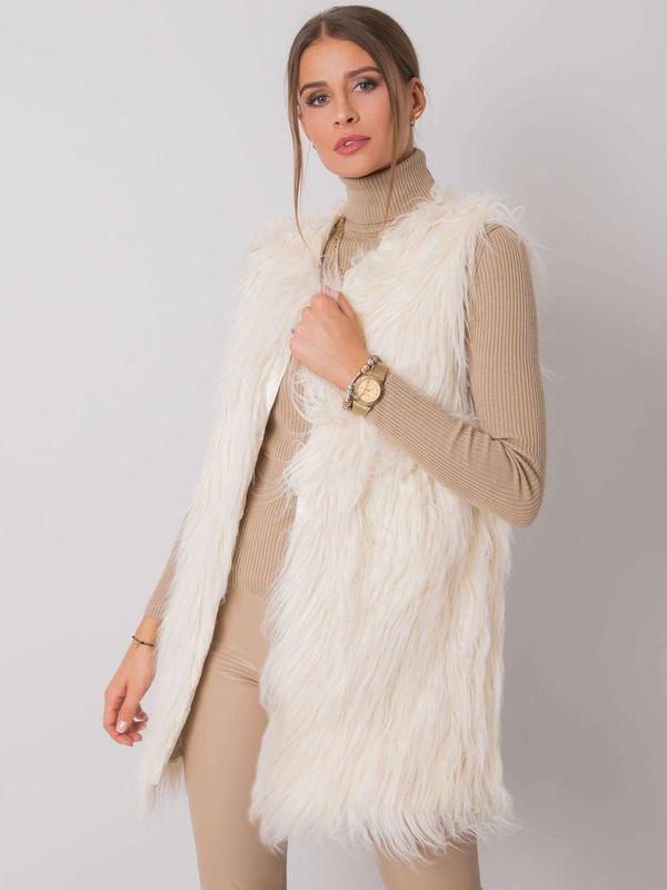 Fashionhunters Дамски елек Fashionhunters Ecru