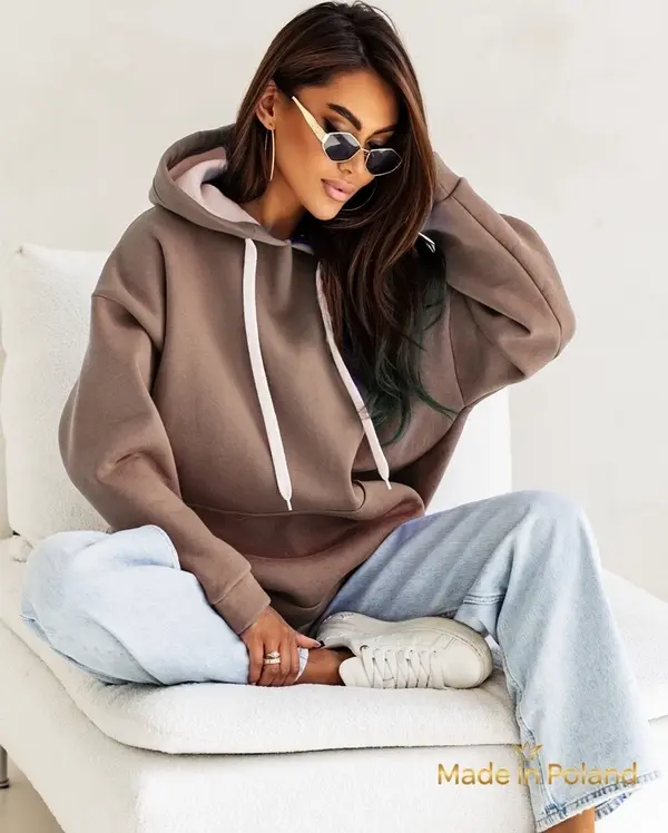 Resti Дамски кафяв суитшърт с дълъг ръкав „Kapuśniak Leonida“