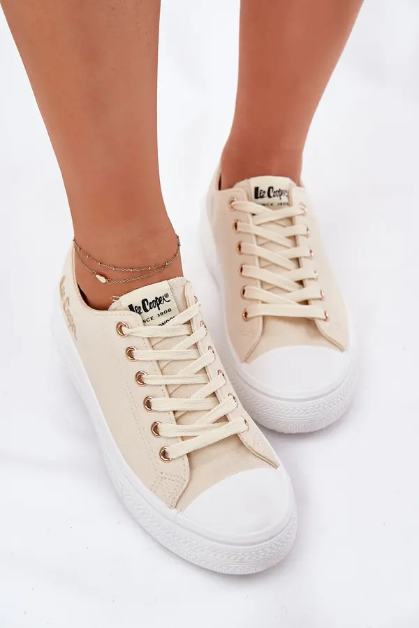 Lee Cooper Дамски Кецове На Платформа Бежови Lee Cooper