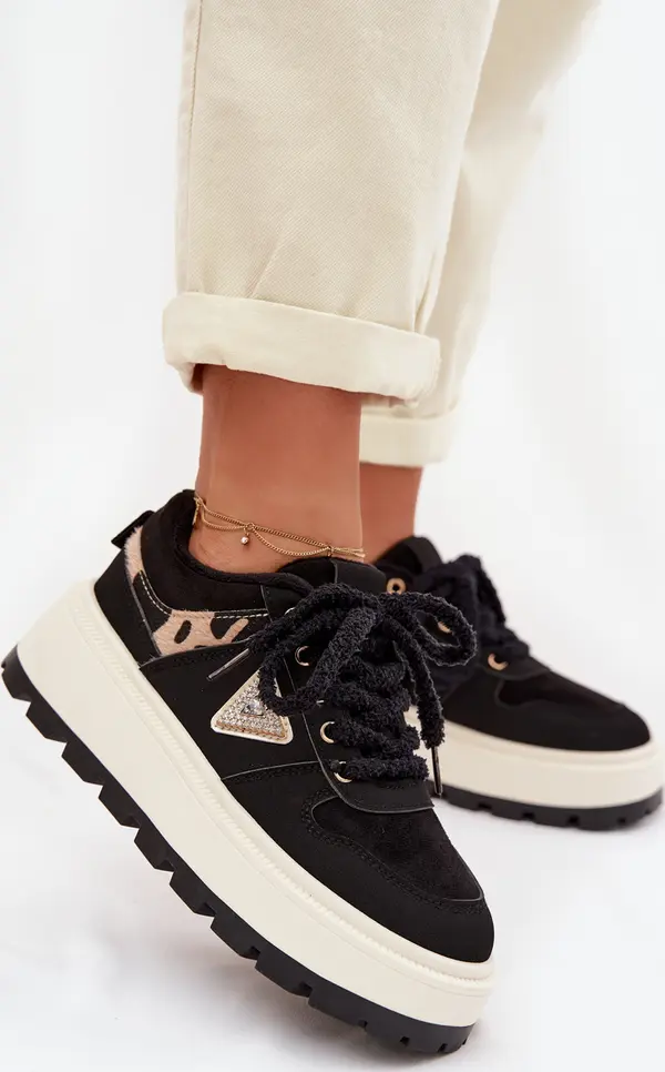 Boto Дамски кецове на платформа Florinda черни