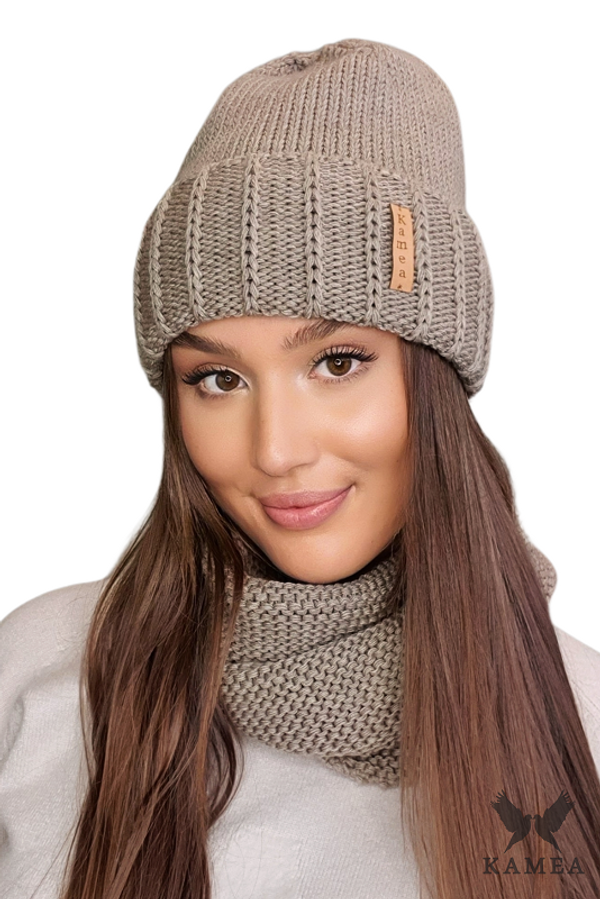 Kamea Дамски комплект Kamea Kamea_Set_Hat&Chimney_K.22.252.04_Dark_Beige