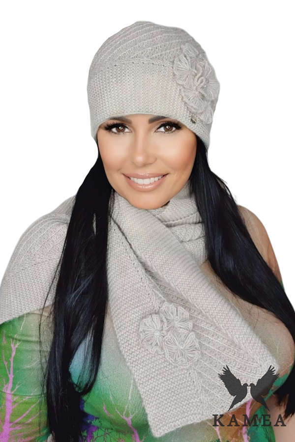 Kamea Дамски комплект Kamea Kamea_Set_Hat&Scarf_K.22.207.03_Beige