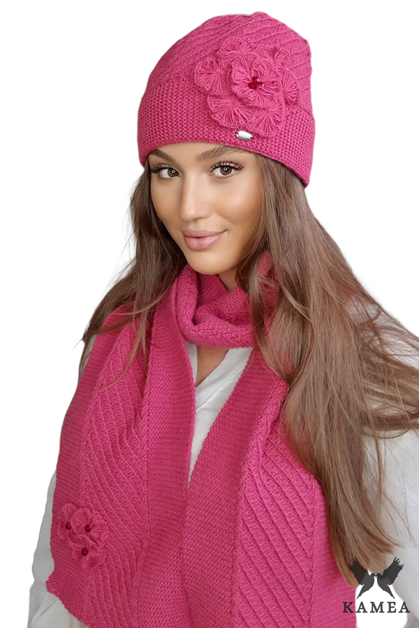 Kamea Дамски комплект Kamea Kamea_Set_Hat&Scarf_K.22.207.20_Raspberry
