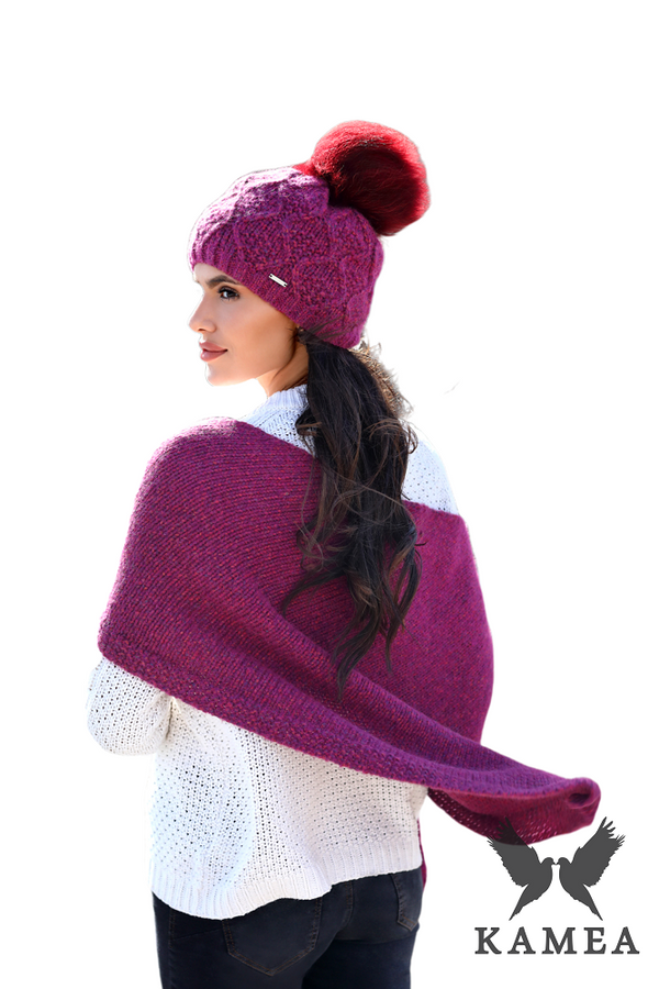 Kamea Дамски комплект Kamea Kamea_Set_Hat&Scarf_K.22.219.20_Raspberry