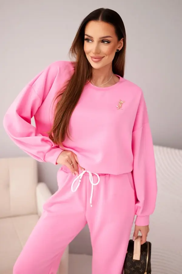 Kesi Włoski Дамски комплект Kesi Włoski с брошка, светло розов