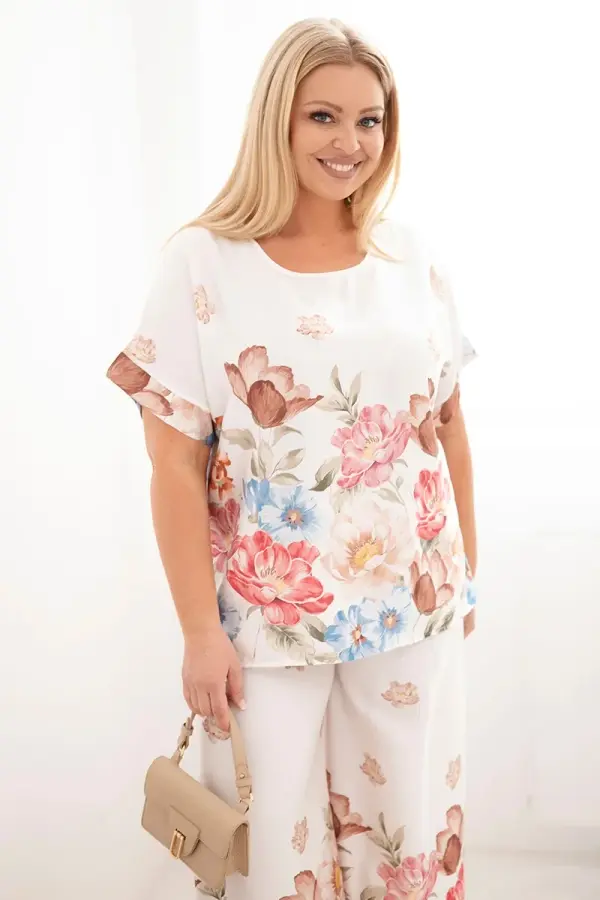 Kesi Włoski Дамски комплект Kesi за големи размери с геометричен модел, цвят фуксия