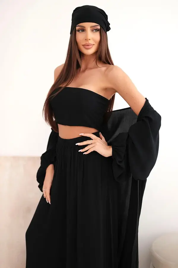 Kesi Włoski Дамски комплект от 4 части Kesi Włoski в бохо стил, черен