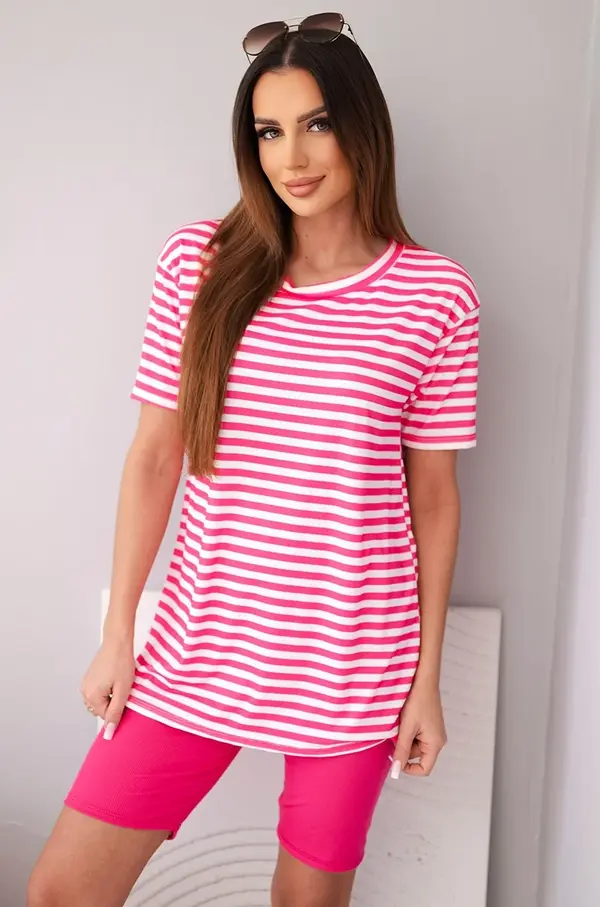 Kesi Włoski Дамски комплект от раиран топ с къс ръкав и шорти