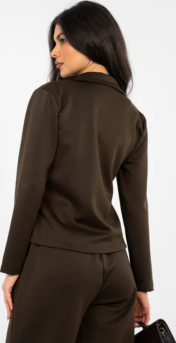 Italy Moda Дамски комплект от тъмнокафяво яке и панталон