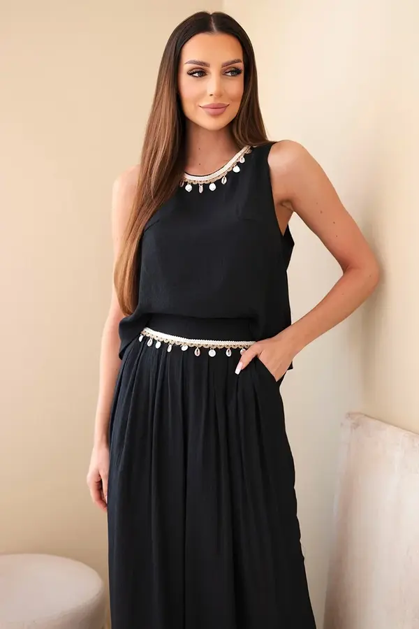 Kesi Włoski Дамски комплект от вискоза с топ и широки панталони