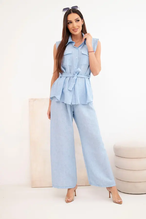 Kesi Włoski Дамски комплект с блуза и широк панталон