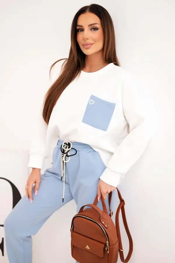 Kesi Włoski Дамски комплект с контрастен джоб, син