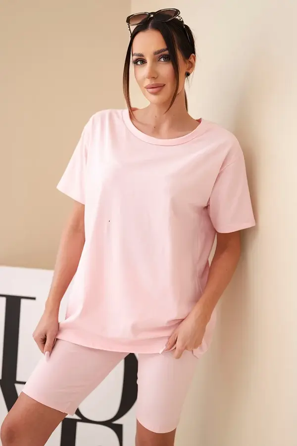 Kesi Włoski Дамски комплект с къс ръкав и шорти Kesi, жълт