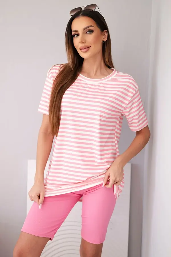 Kesi Włoski Дамски комплект с къс ръкав на райета