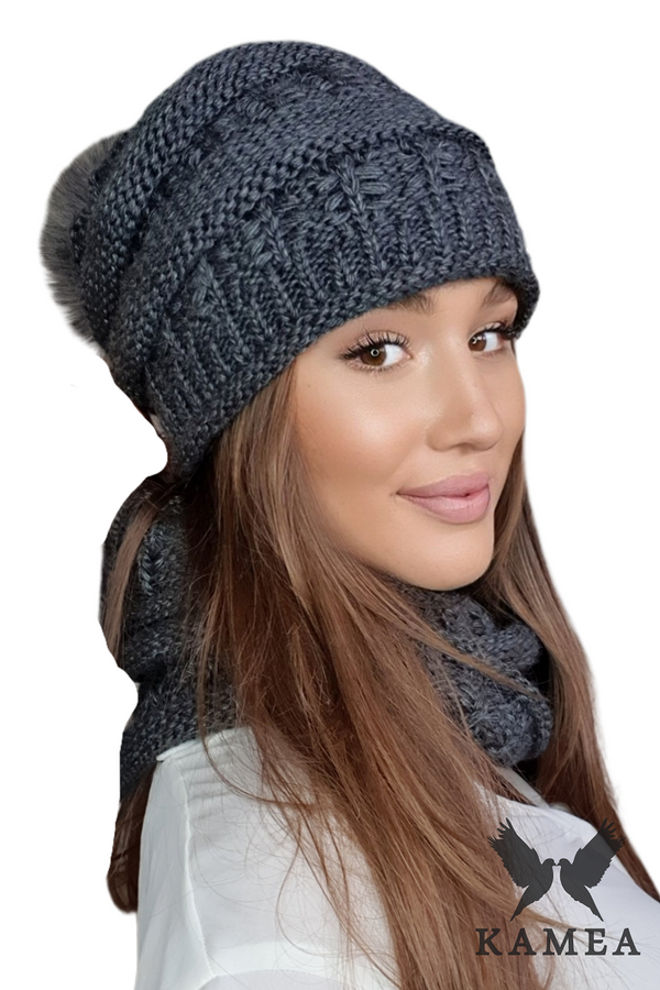 Kamea Дамски комплект. Kamea Kamea_Set_Hat&Chimney_K.22.206.07_Graphite
