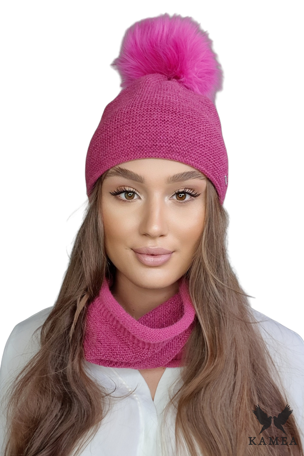 Kamea Дамски комплект. Kamea Kamea_Set_Hat&Chimney_K.22.208.20_Raspberry