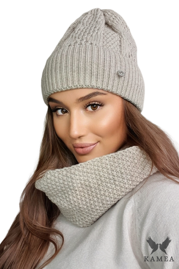 Kamea Дамски комплект. Kamea Kamea_Set_Hat&Chimney_K.22.255.03_Beige