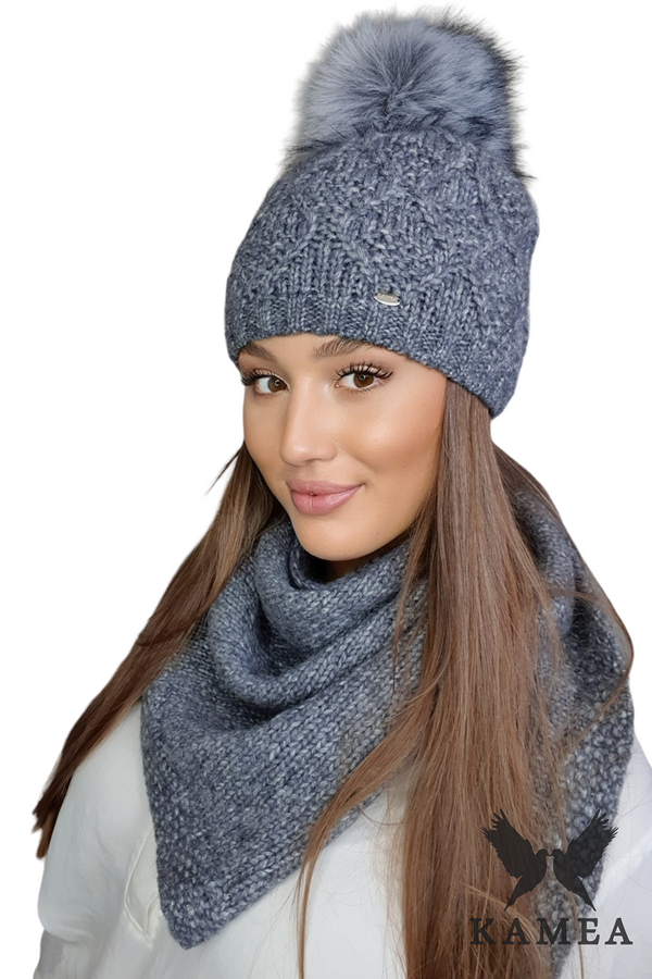 Kamea Дамски комплект. Kamea Kamea_Set_Hat&Scarf_K.22.219.06_Grey