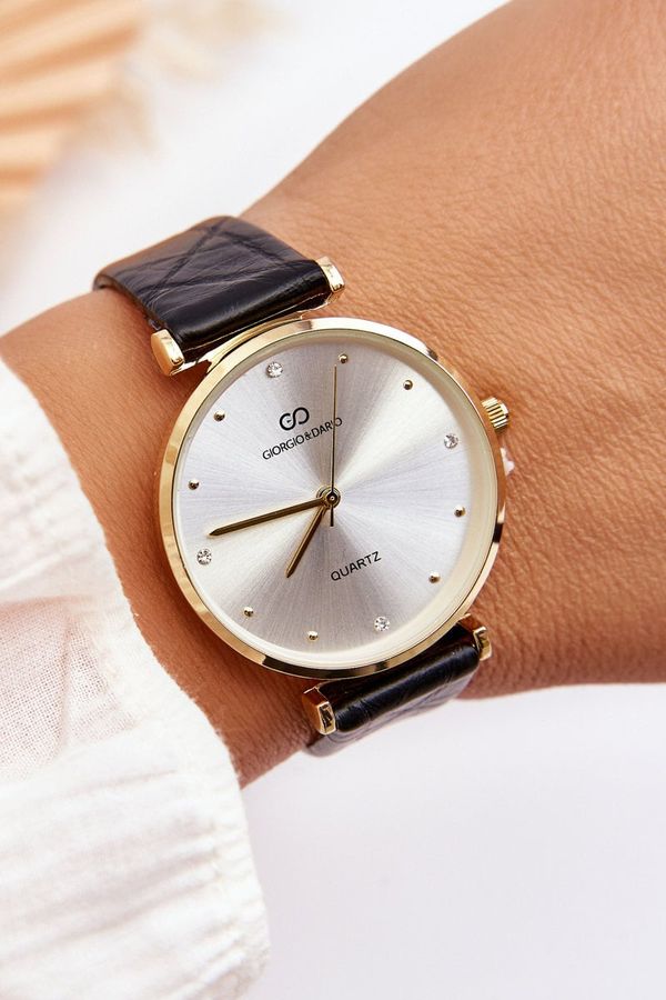 Giorgio&Dario Дамски кожен часовник Giorgio&Dario Black