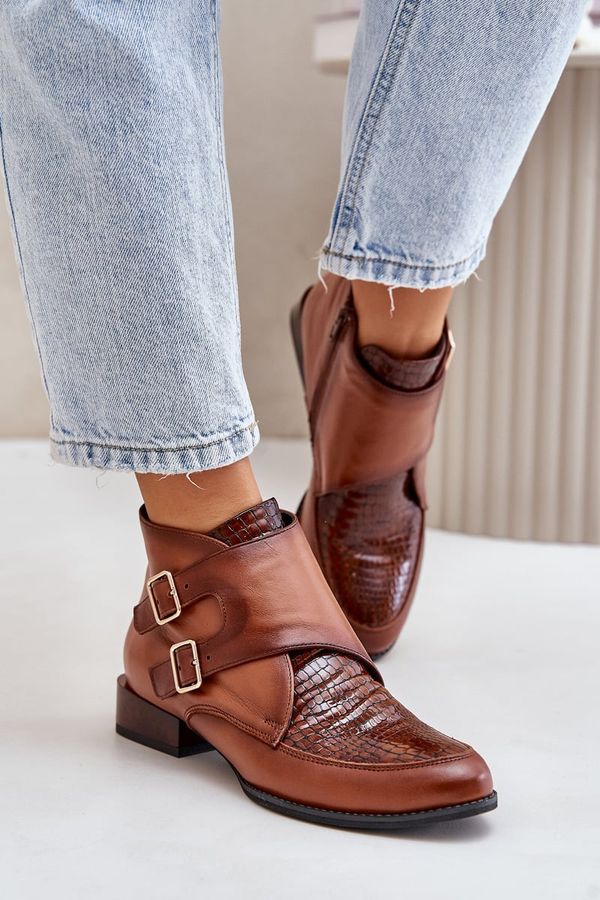 Maciejka Дамски кожени боти на ток Maciejka Кафяви 04492-98