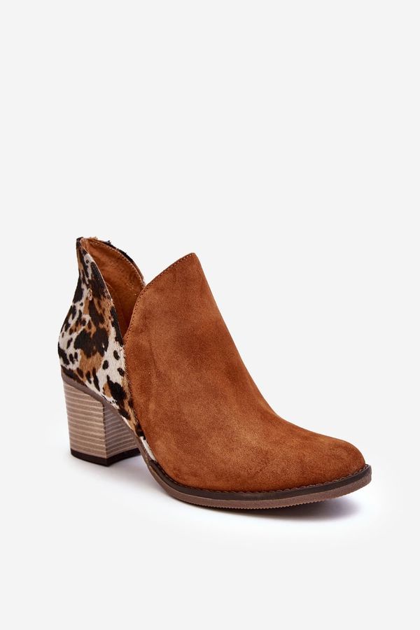 Maciejka Дамски кожени боти на ток Maciejka Кафяви