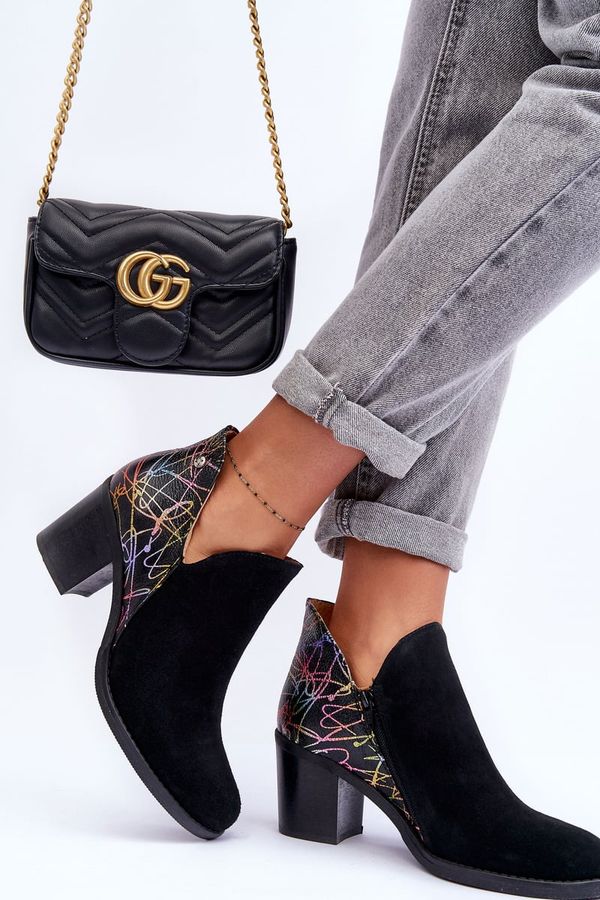 Maciejka Дамски кожени боти на ток Maciejka