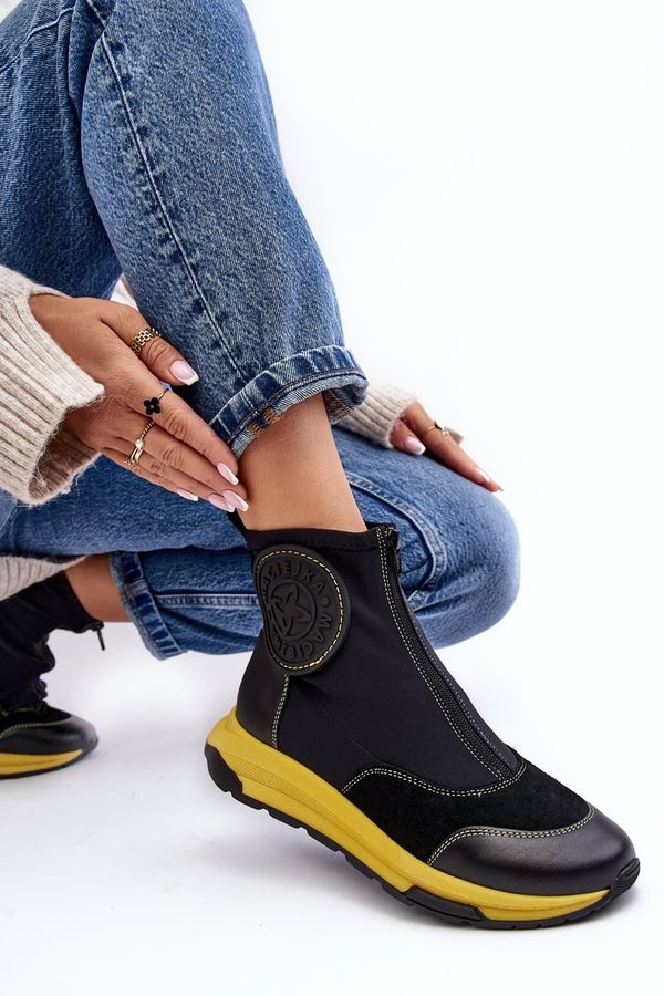 Maciejka Дамски кожени боти с цип Maciejka