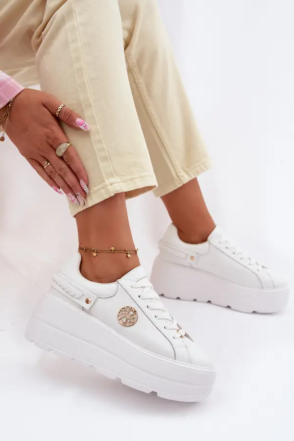 D&A Дамски кожени маратонки на платформа D&amp;A