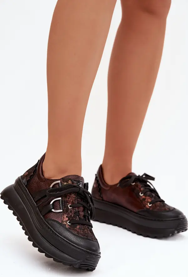 Maciejka Дамски кожени маратонки на платформата Maciejka