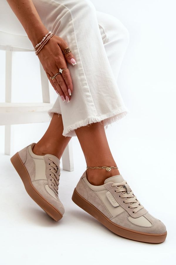 VINCEZA Дамски кожени маратонки Сиви Vinceza 7333