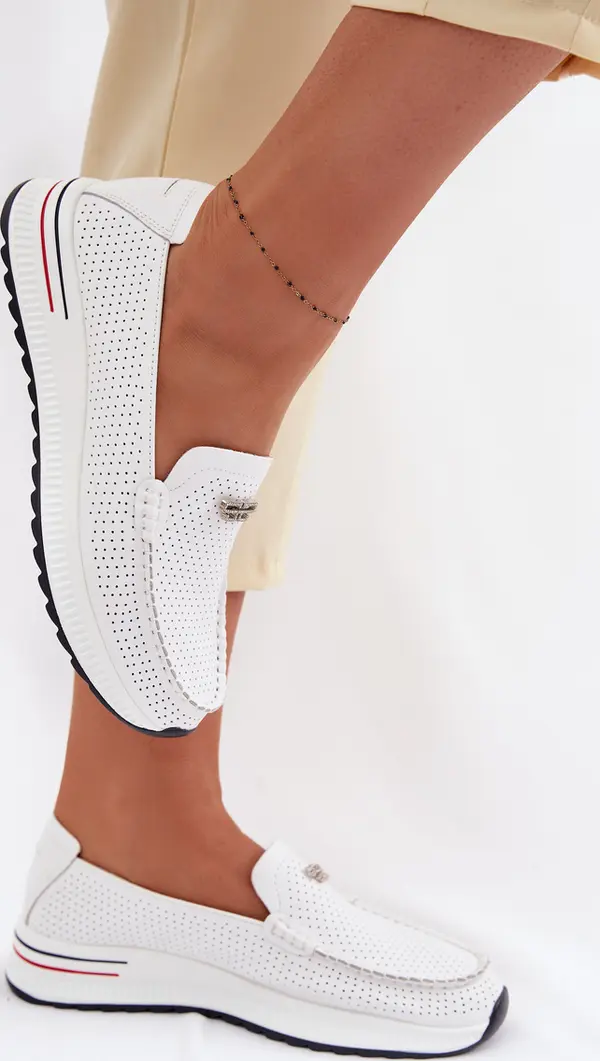 EVENTO Дамски кожени мокасини EVENTO Demela бели