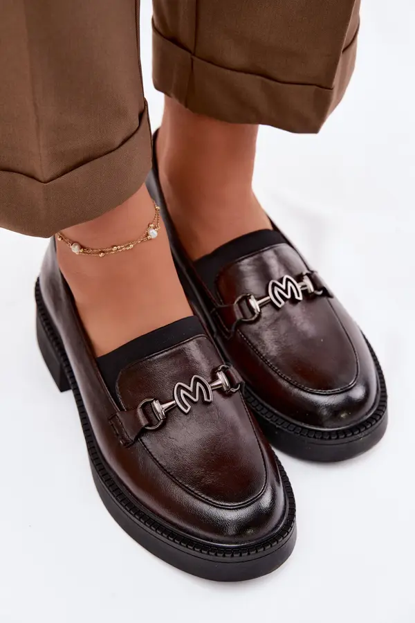 VINCEZA Дамски кожени мокасини с декоративен детайл Vinceza