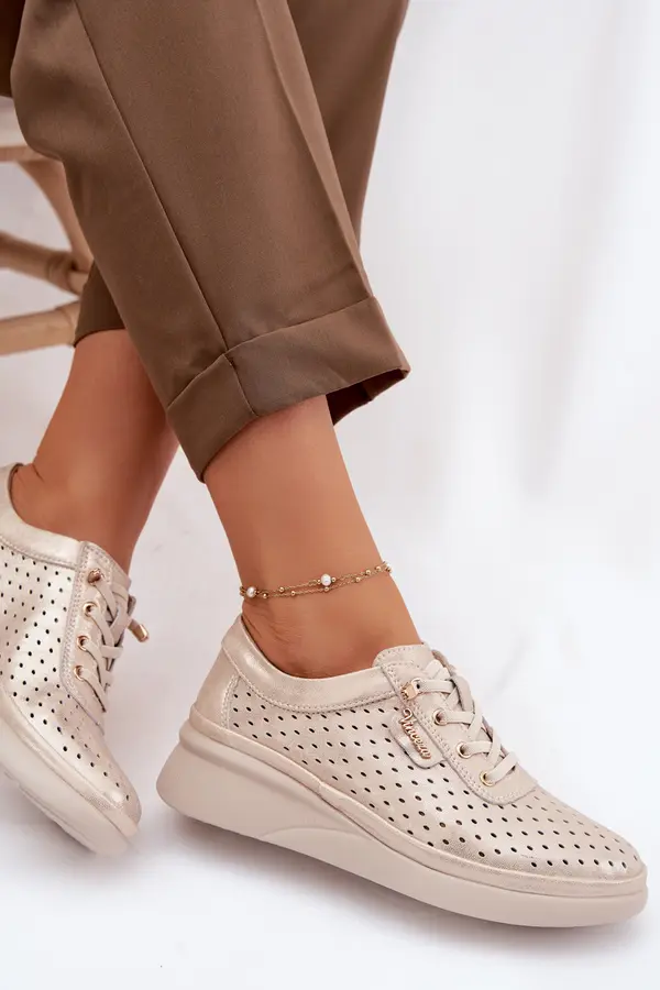 VINCEZA Дамски кожени мокасини с отворен модел Vinceza