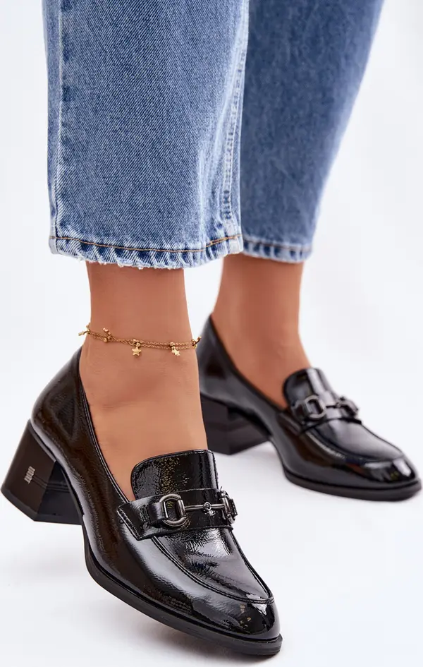 VINCEZA Дамски кожени мокасини с токчета Vinceza