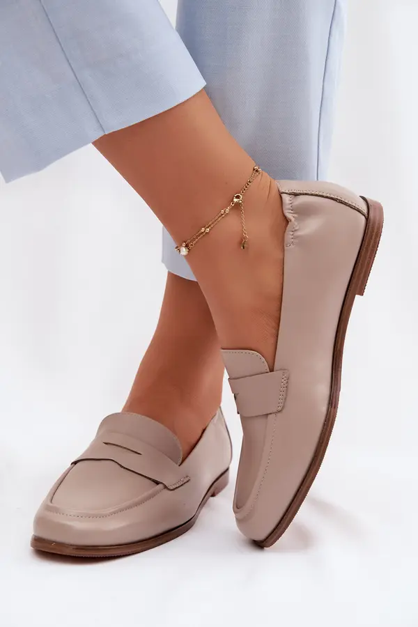 VINCEZA Дамски кожени мокасини Vinceza, бежови