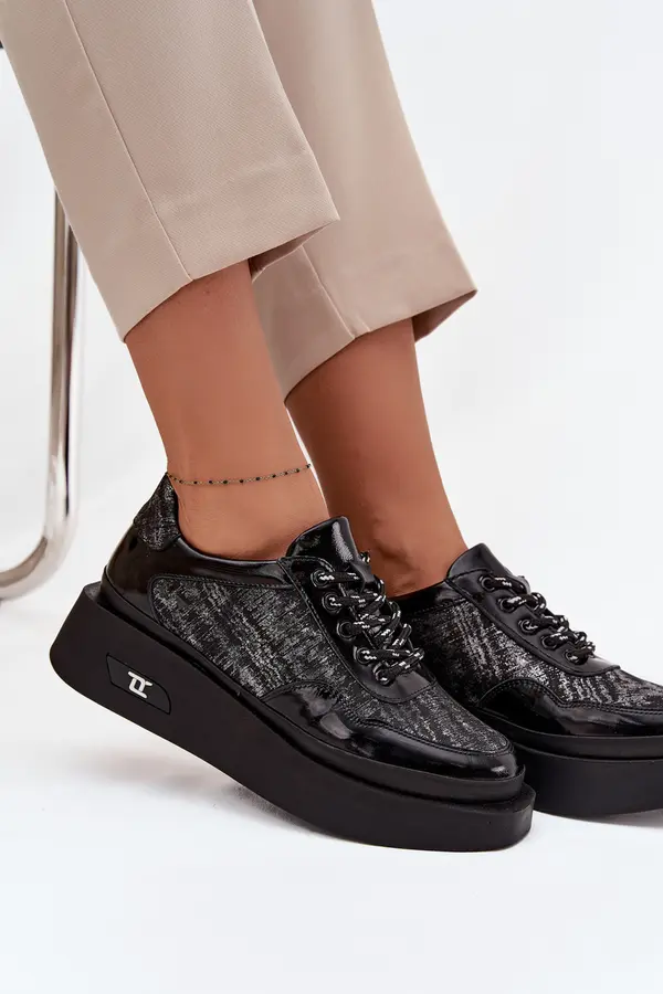 ARTIKER Дамски кожени обувки на платформа с връзки