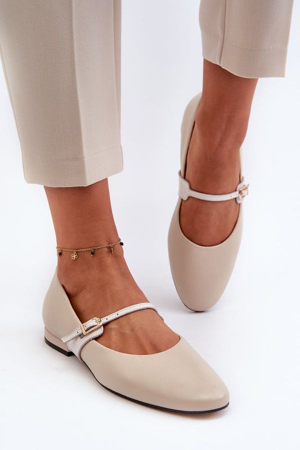 Laura Messi Дамски кожени обувки тип балерина Laura Messi 2774 бежов