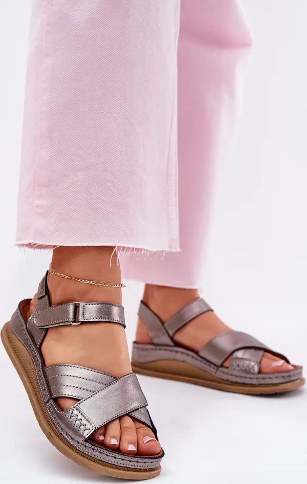 Maciejka Дамски кожени сандали на платформа Maciejka